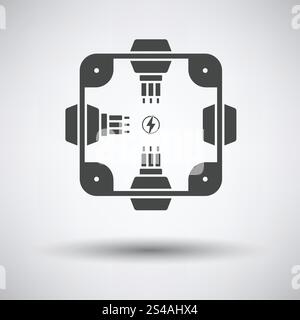 Electrical  junction box icon on gray background, round shadow. Vector illustration. Stock Vector