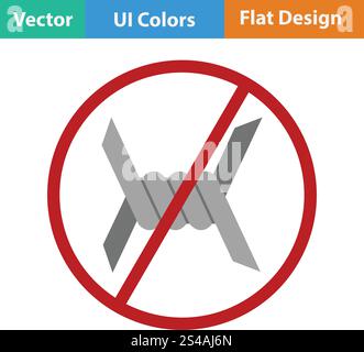 Barbed wire icon. Flat color design. Vector illustration. Stock Vector