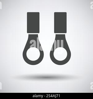 Connection terminal ring icon on gray background, round shadow. Vector illustration. Stock Vector