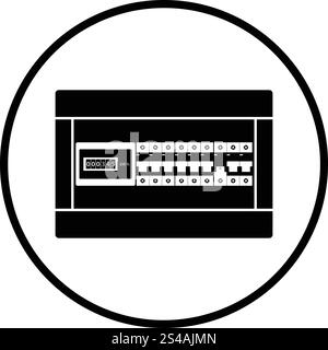 Circuit breakers box icon. Thin circle design. Vector illustration. Stock Vector