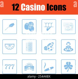 Casino icon set. Casino icon set. Blue frame design. Vector illustration. Stock Vector