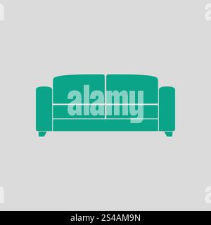 Office sofa icon. Gray background with green. Vector illustration. Stock Vector