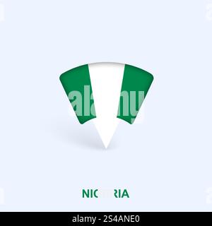 Nigeria Flag Map Pointer Design with Shadow. Vector illustrator. Stock Vector