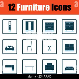 Home furniture icon set. Home furniture icon set. Shadow reflection design. Vector illustration. Stock Vector