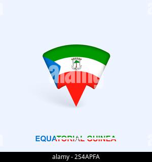 Equatorial Guinea Flag Map Pointer Design with Shadow. Vector illustrator. Stock Vector