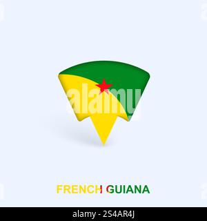 French Guiana Flag Map Pointer Design with Shadow. Vector illustrator. Stock Vector