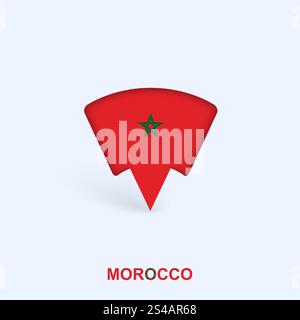 Morocco Flag Map Pointer Design with Shadow. Vector illustrator. Stock Vector
