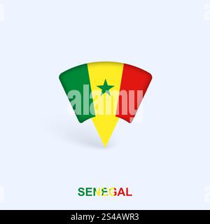Senegal Flag Map Pointer Design with Shadow. Vector illustrator. Stock Vector