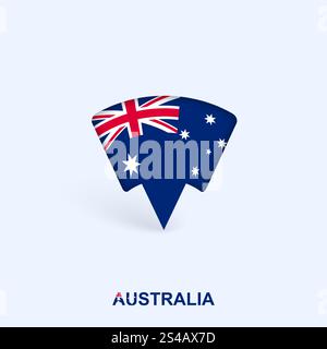 Australia Flag Map Pointer Design with Shadow. Vector illustrator. Stock Vector