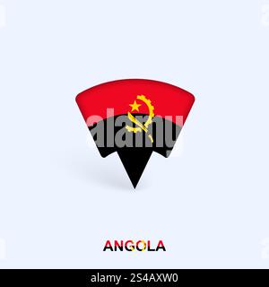 Angola Flag Map Pointer Design with Shadow. Vector illustrator. Stock Vector