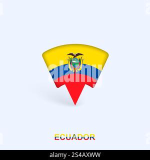 Ecuador Flag Map Pointer Design with Shadow. Vector illustrator. Stock Vector