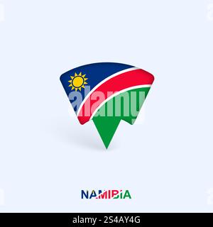 Namibia Flag Map Pointer Design with Shadow. Vector illustrator. Stock Vector