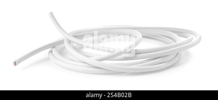 One insulated electrical wire isolated on white Stock Photo