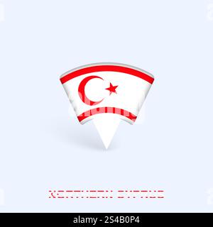 Northern Cyprus Flag Map Pointer Design with Shadow. Vector illustrator. Stock Vector