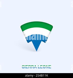 Sierra Leone Flag Map Pointer Design with Shadow. Vector illustrator. Stock Vector