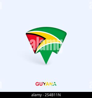 Guyana Flag Map Pointer Design with Shadow. Vector illustrator. Stock Vector