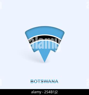 Botswana Flag Map Pointer Design with Shadow. Vector illustrator. Stock Vector