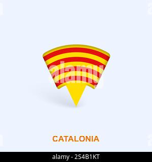 Catalonia Flag Map Pointer Design with Shadow. Vector illustrator. Stock Vector