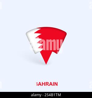 Bahrain map, stylish location icon with Bahrain map and flag. Green pin ...