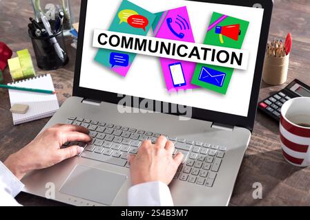 Communication concept shown on a laptop screen Stock Photo