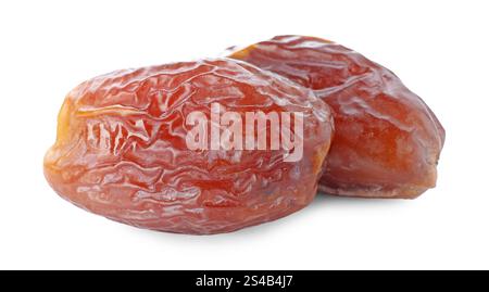 Two tasty dried dates isolated on white Stock Photo