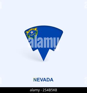 Nevada Flag Map Pointer Design with Shadow. Vector illustrator. Stock Vector