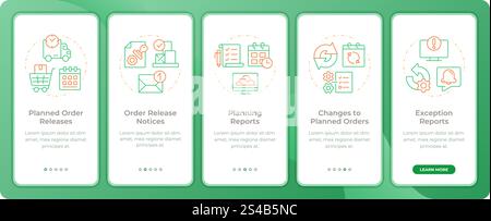 MRP outputs app onboarding screens Stock Vector