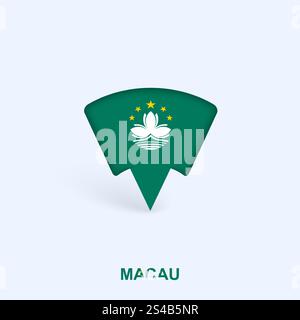 Macau Flag Map Pointer Design with Shadow. Vector illustrator. Stock Vector