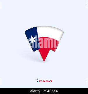 Texas Flag Map Pointer Design with Shadow. Vector illustrator. Stock Vector