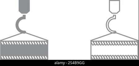 Crane hook grey set icon . Stock Vector