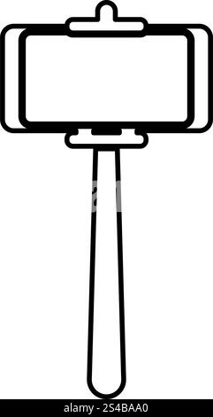 Stick holder for selfie black icon . Stock Vector