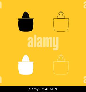 Juicer squeezer black and white set icon .. Juicer squeezer black and white set icon . Flat style . Stock Vector