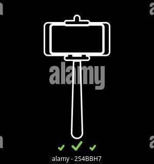 Stick holder for selfie it is white icon .. Stick holder for selfie it is white icon . Flat style Stock Vector
