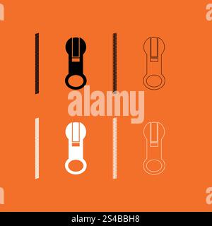 Zipper black and white set icon .. Zipper black and white set  icon . Stock Vector