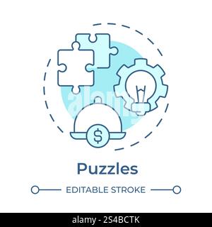 Puzzles dishes soft blue concept icon Stock Vector