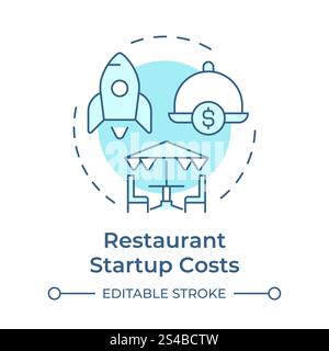 Restaurant startup costs soft blue concept icon Stock Vector