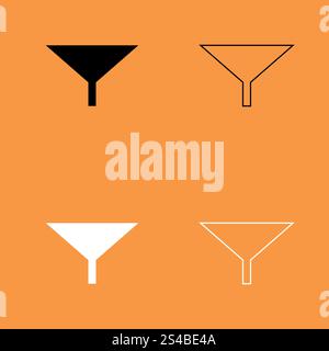 Filter or funnel black and white set icon . Stock Vector