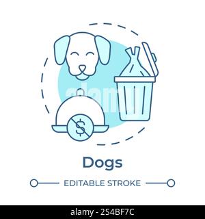 Dogs dishes soft blue concept icon Stock Vector