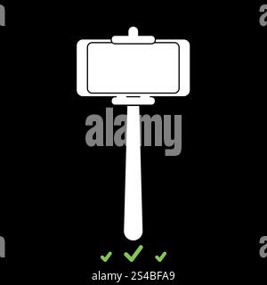 Stick holder for selfie it is white icon .. Stick holder for selfie it is white icon . Flat style Stock Vector