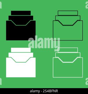 Documents archieve or drawer icon  Black and white color set . Documents archieve or drawer icon . Black and white color set . Stock Vector