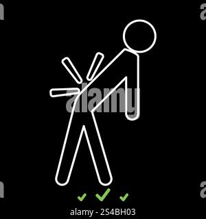 Man a with sick back . Backache it is white icon .. Man a with sick back . Backache it is white icon . Flat style Stock Vector
