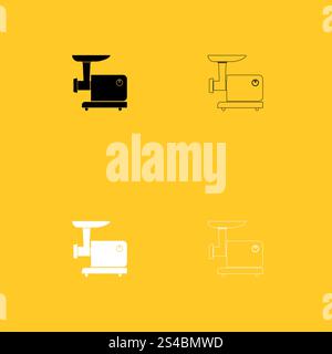 Electric meat mincer black and white set icon .. Electric meat mincer black and white set icon . Flat style . Stock Vector