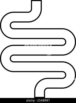 Intestine or bowels icon black color vector illustration flat style outline Stock Vector