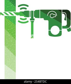 Icon of perforator drilling wall. Icon of perforator drilling wall. Flat color design. Vector illustration. Stock Vector
