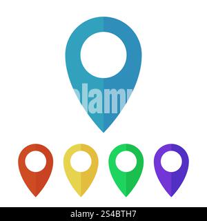 Map pins, pointers flat icons. Map pins, pointers flat icons. Sign for location map, web button or marker for navigation gps, vector illustration Stock Vector