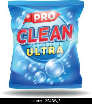 Detergent design template on foil bag package. Detergent design template. Vector design of detergent on foil bag package template Stock Vector