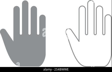 Open human hand icon. Grey set .. Open human hand icon. It is grey set . Stock Vector