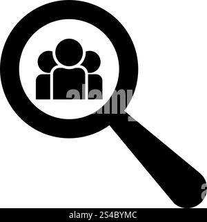 People search icon black color vector illustration flat style simple image Stock Vector
