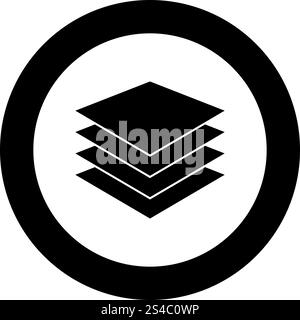 Sign list or pile of papers icon black color in circle. Sign list or pile of papers icon black color in circle vector illustration isolated Stock Vector