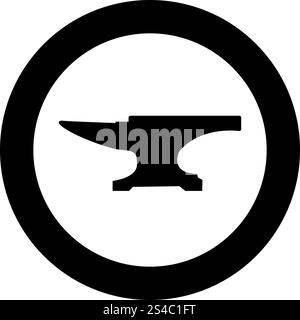 Anvil block icon black color in circle vector illustration isolated Stock Vector